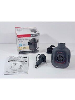 Intex Quick-Fill Electric Air Pump 12V DC Power With Multi-Size Nozzles For Infl